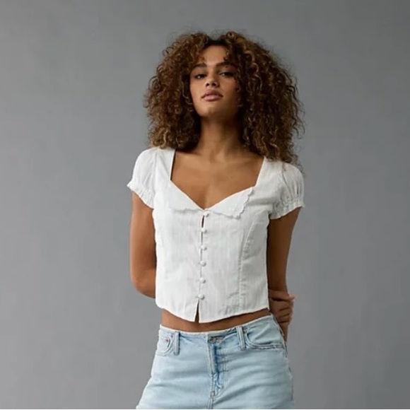 American Eagle Cap Sleeve Corset Blouse - Picture 1 of 5